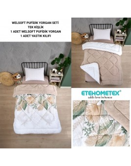 ETE HOMETEX TEK KİŞİLİK LÜX WELSOFT YORGAN SETİ ALENA BEJ 155X215CM 8696474231859